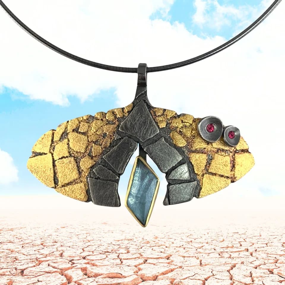 Desert Mosaic Pendant: a finished piece from the class