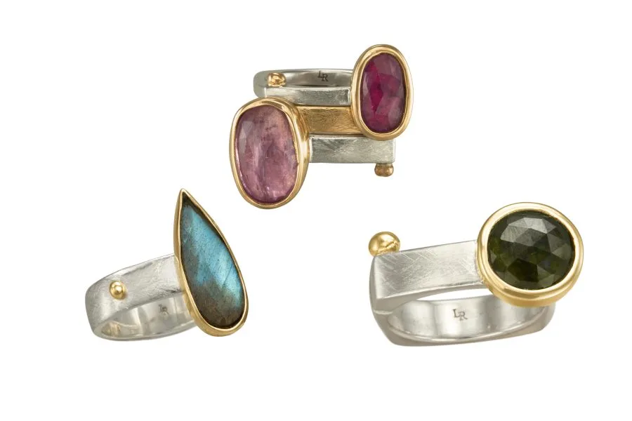 Sand Cast Gold Bezel Rings: a finished piece from the class