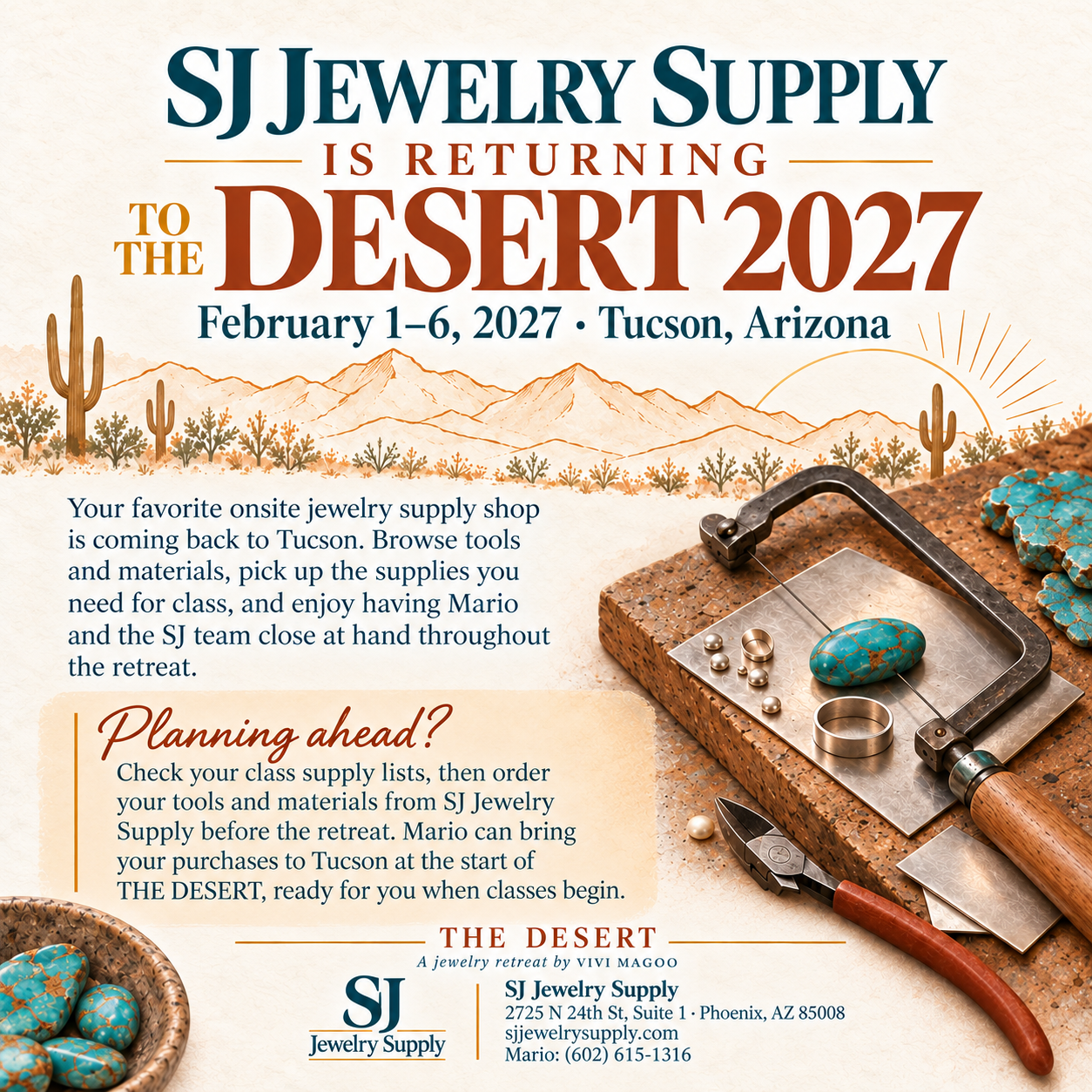 PRE-ORDER YOUR SUPPLIES AND TOOLS FROM SJ JEWELRY SUPPLY!